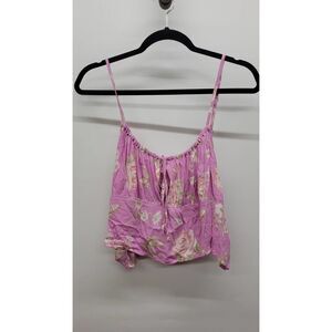 Bp. Tie Detail Floral Print Crop Camisole Purple Anna